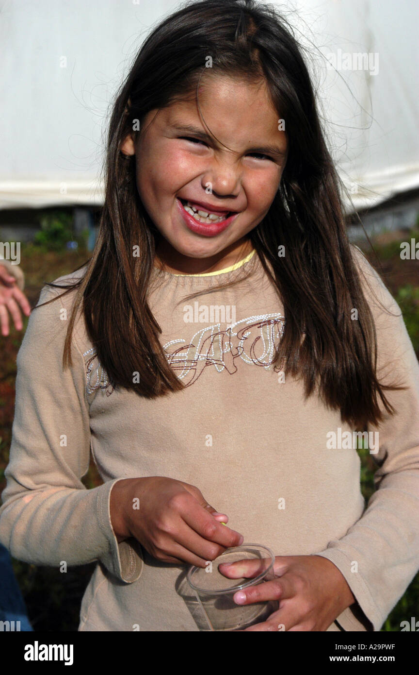 Little native cree girl Northern Quebec canada Stock Photo