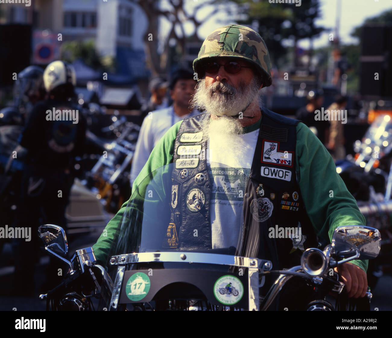 American Harley Davidson Rider at Okinawa City Gate 2 Festival Stock Photo