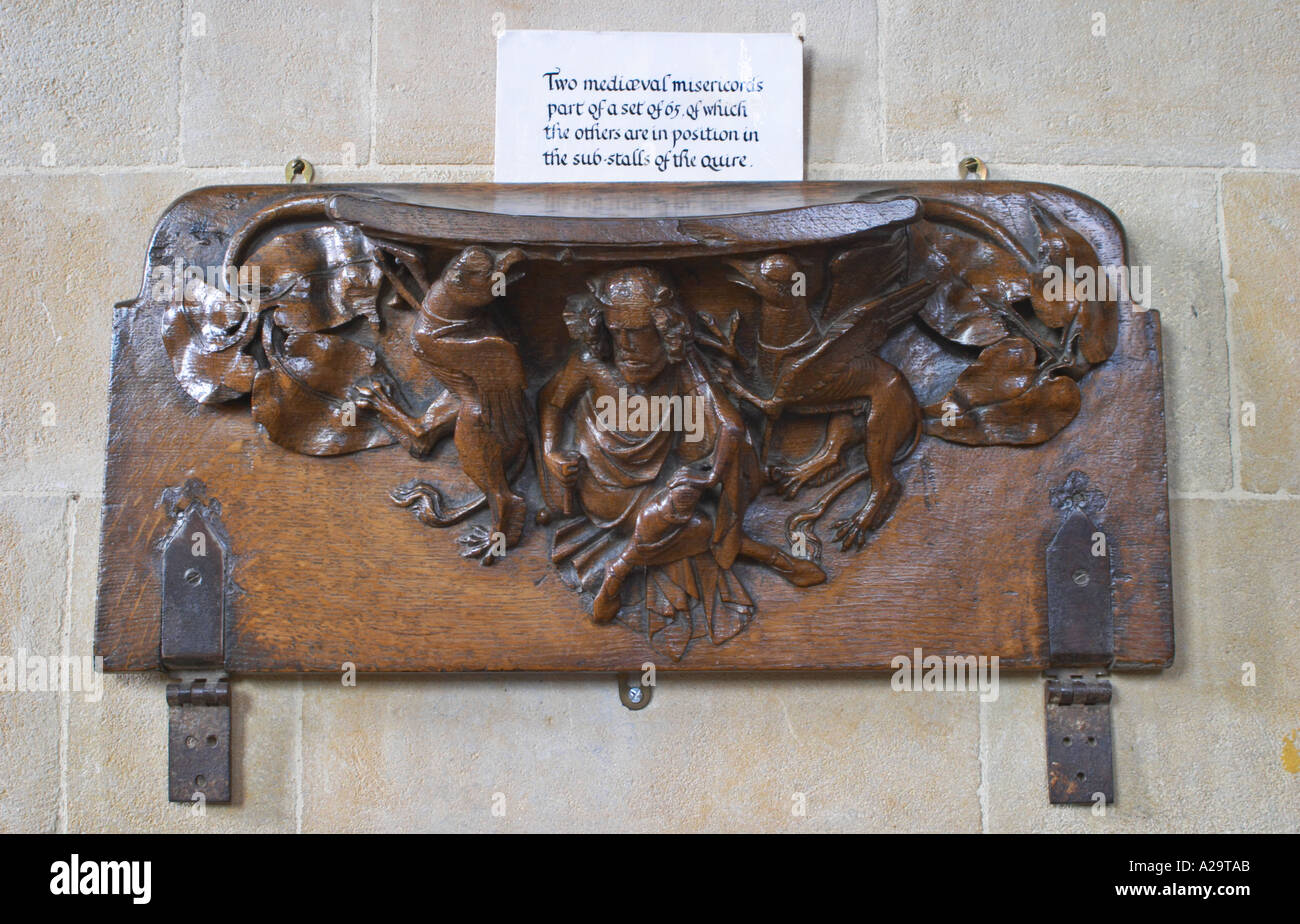 A misericord at Wells Cathedral Stock Photo
