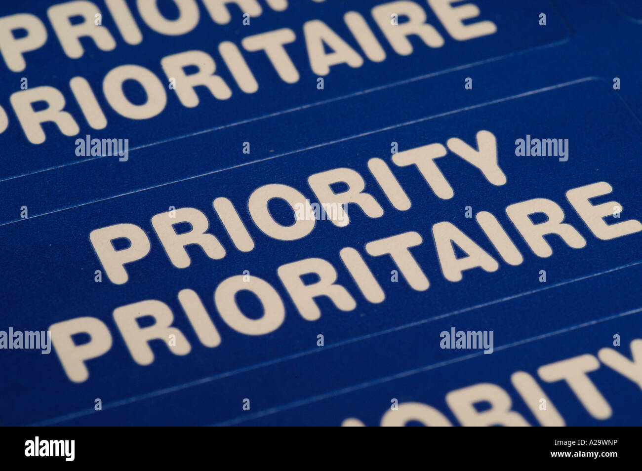 sticker: Priority, Prioritaire Stock Photo