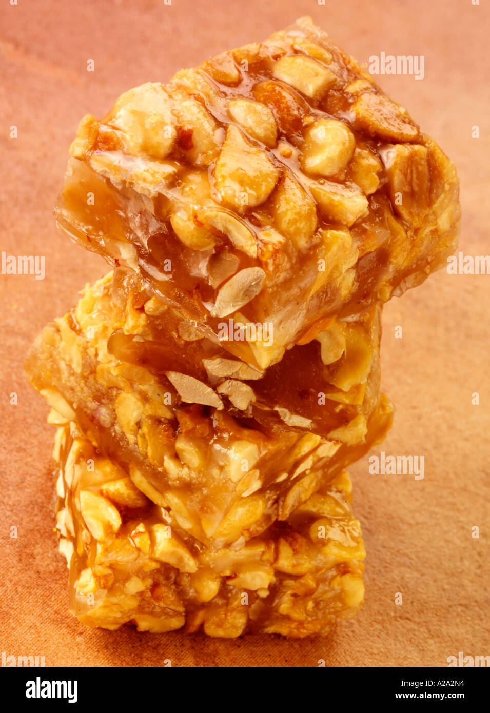 STACK OF PEANUT BRITTLE Stock Photo