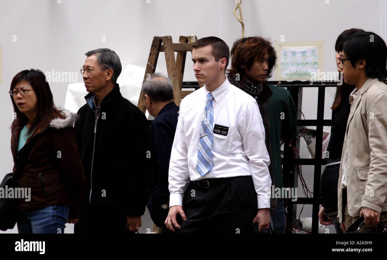 Mormons on their yearlong mission to Hong Kong, SAR Stock Photo
