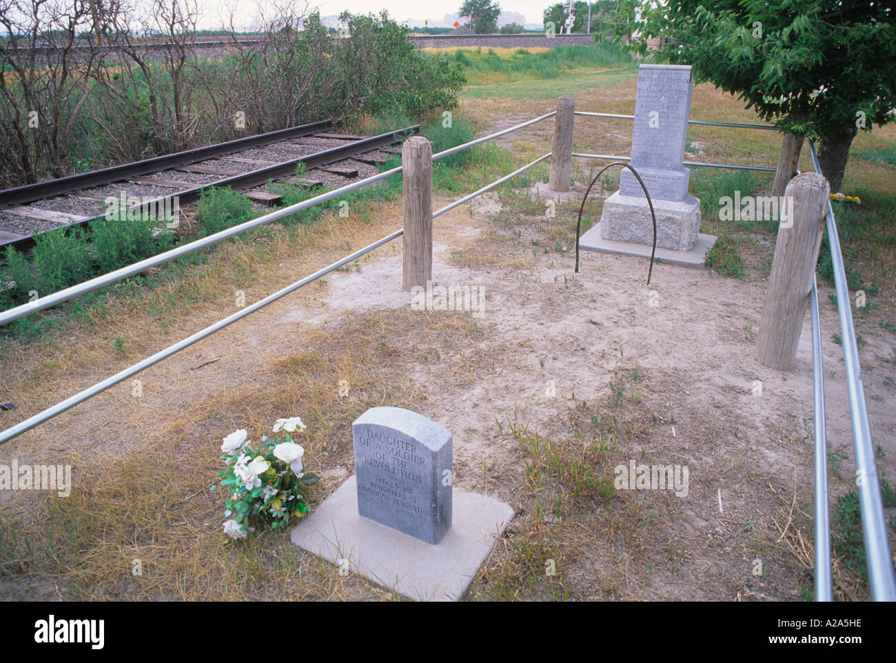 Rebecca Winters' Grave on the Mormon Trail in Nebraska. Stock Photo