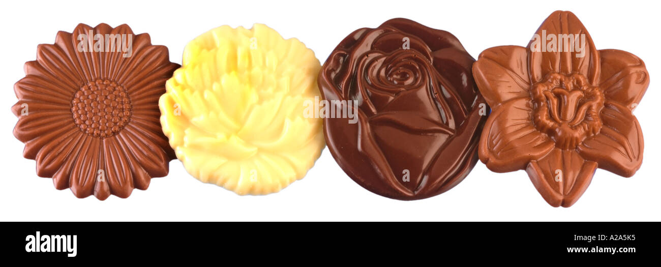 FOUR ASSORTED CHOCOLATES CUT OUT Stock Photo
