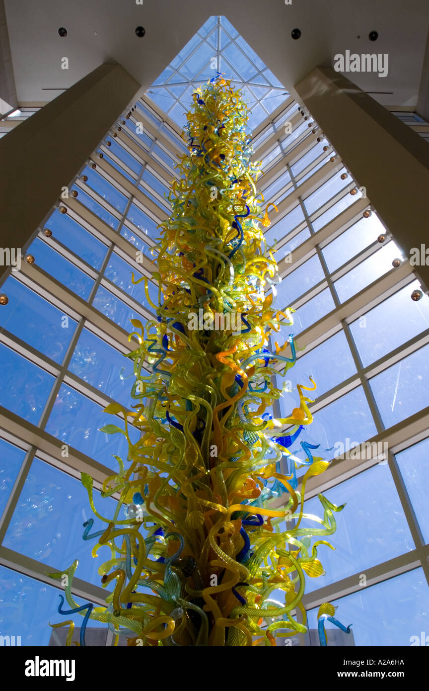 55 foot tall glass sculpture by Dale Chihuly at the Oklahoma City Museum of Art. Stock Photo