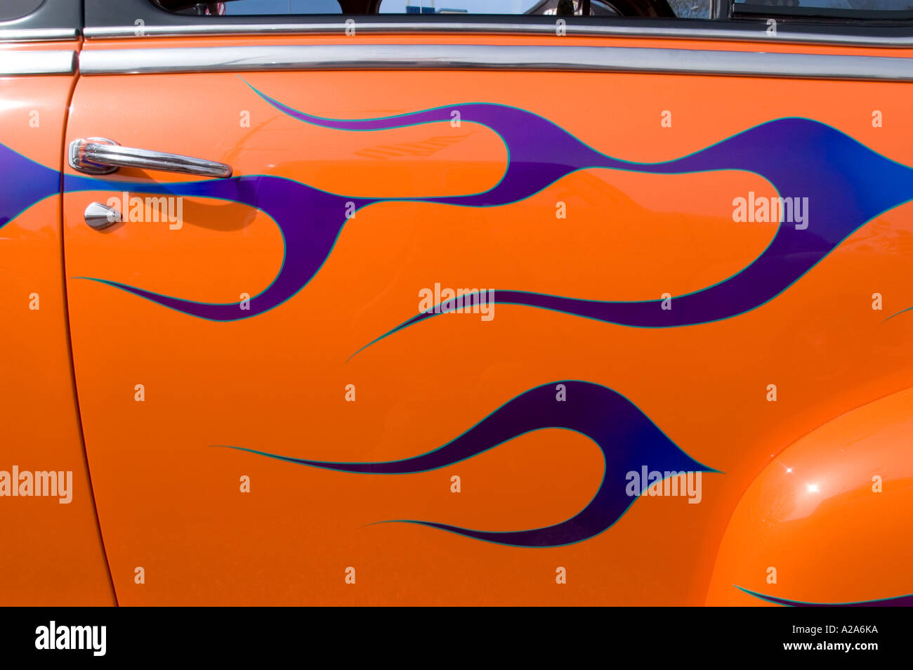 Flame paint job on classic car Stock Photo Alamy
