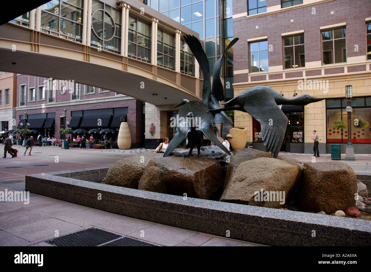 bird sculpture in the centre of the downtown shopping area of minneapolis Stock Photo
