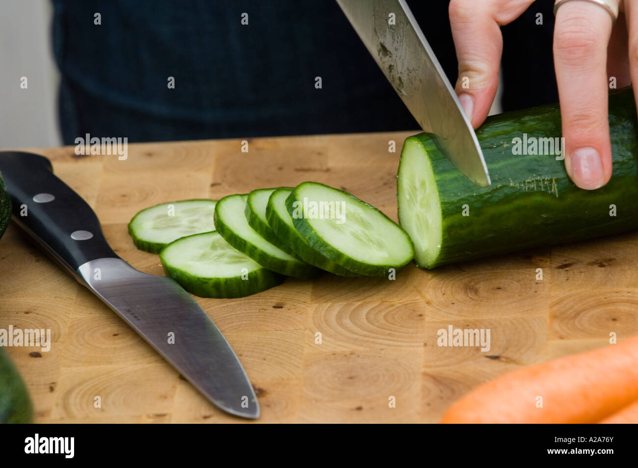 cucumber cut in slices Stock Photo Alamy