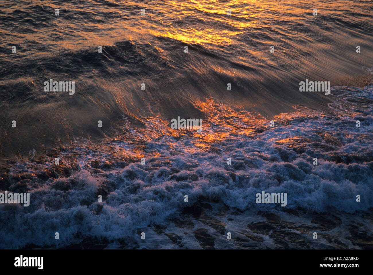 The Pacific Ocean at sunset along the Sonoma County coastline in California. Stock Photo