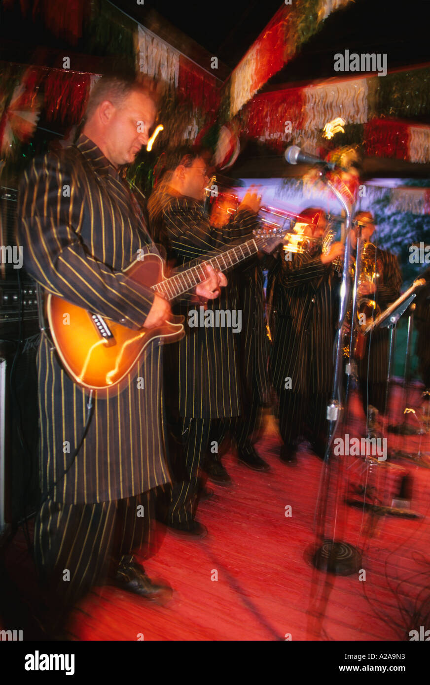 Musicians at the Mexican Fiesta in Chanute, Kansas. Stock Photo