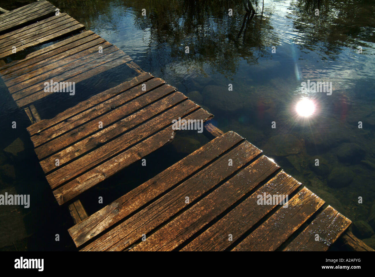 A floating bridge on St.Marie river Stock Photo Alamy