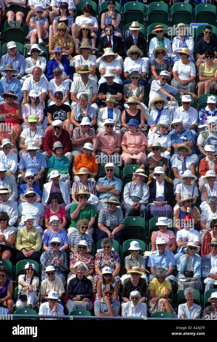 Elderly people sitting in the stands during a tennis tournament Stock ...