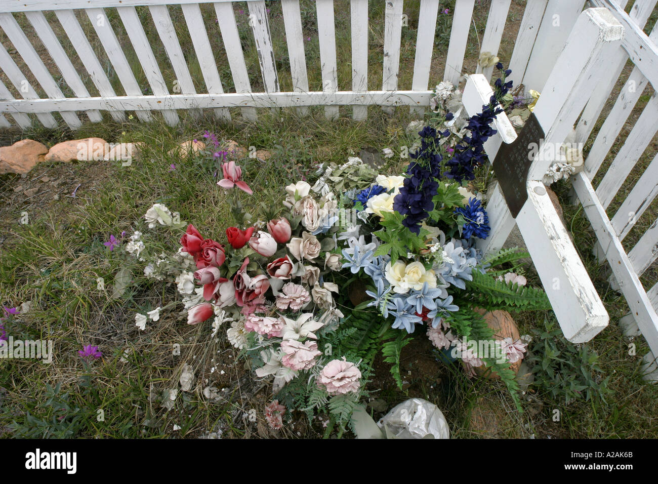 Cross in Cemetery in Iqaluit Nunavut Stock Photo