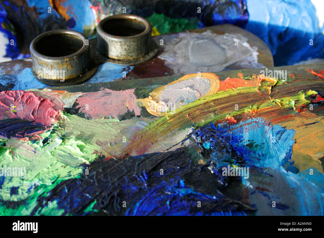 Artists painting palettes Stock Photo Alamy
