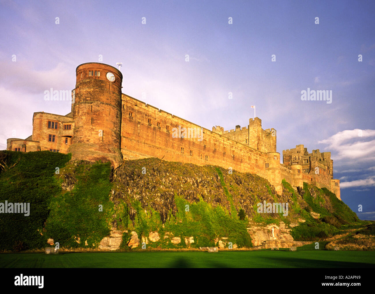 View of Bamburgh Castle on the Northumberland coast in north east