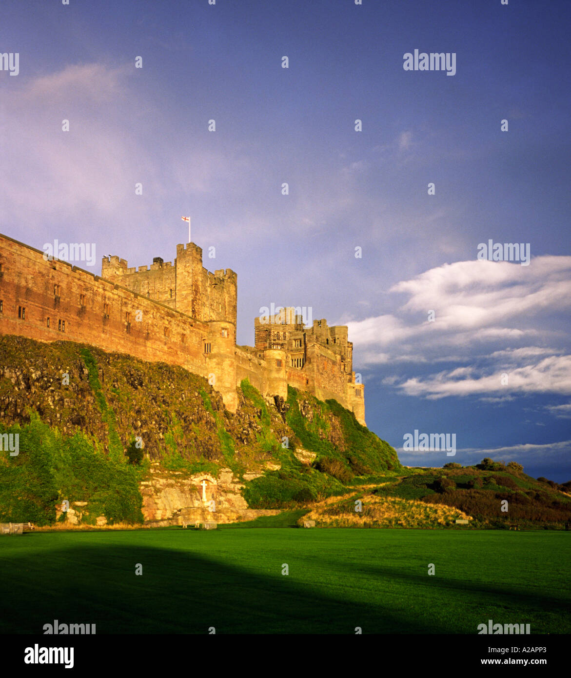 View of Bamburgh Castle on the Northumberland coast in north east