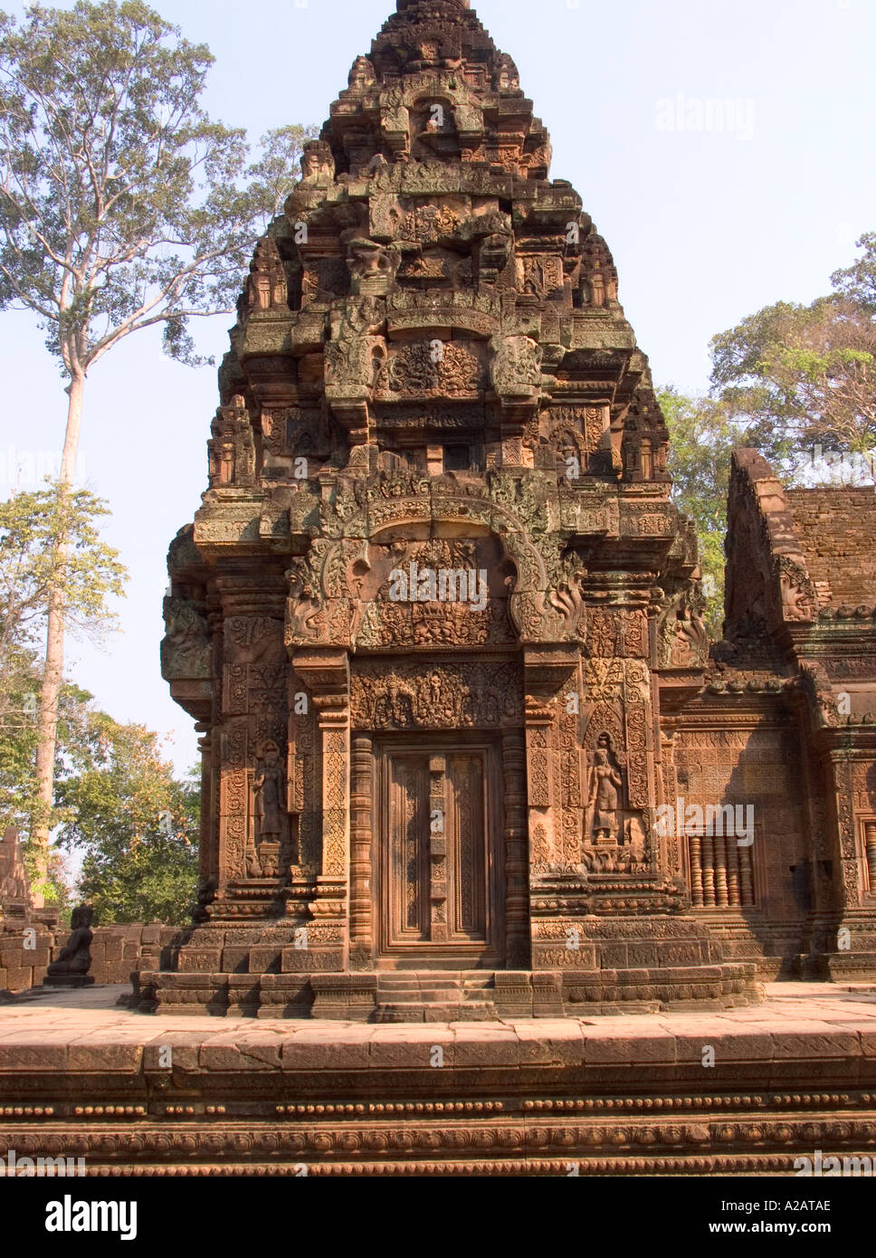 Cambodia Siem Reap Culture Heritage Angkor Temples Banteay Srei Hindu Temple dedicated to Shiva AD967 Central citadel Stock Photo