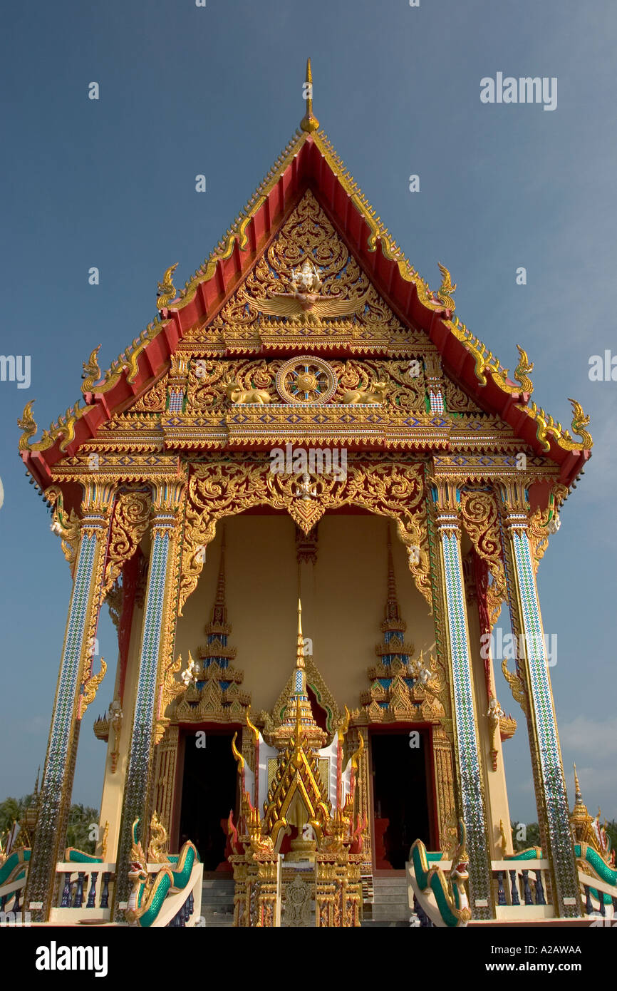 Thailand Ko Samui Religion Buddhism Wat Nuan Naram decorative front elevation Stock Photo