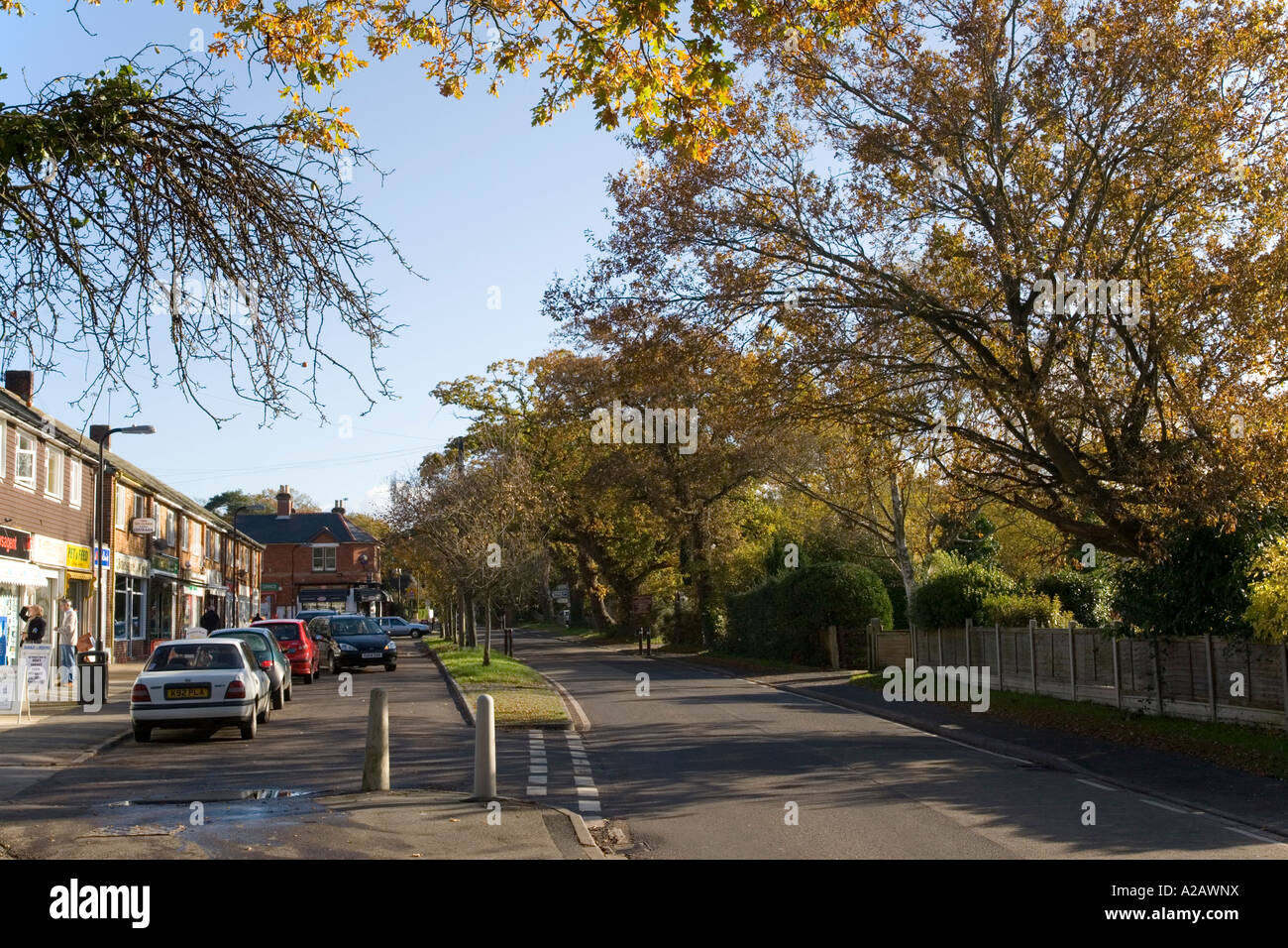 The New Forest village of Bransgore on a sunny autumn day Stock Photo