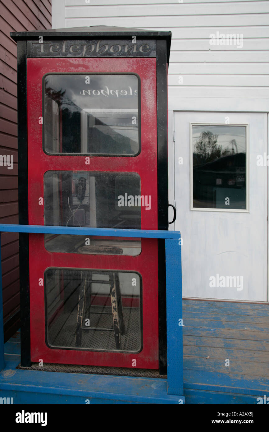 telephone kiosk, Skagway, Alaska Stock Photo