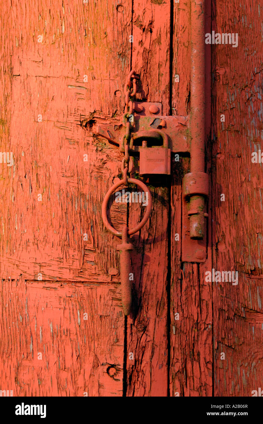 Padlocked Wooden Railway Carriage Doors,With Peeling