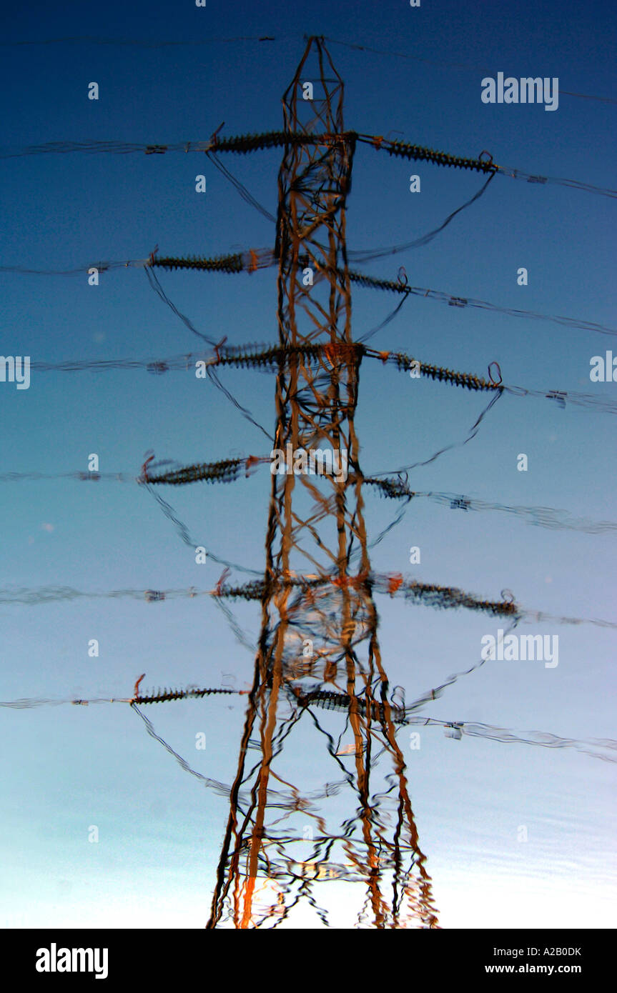 Pylon Refection In Canal Water Stock Photo Alamy
