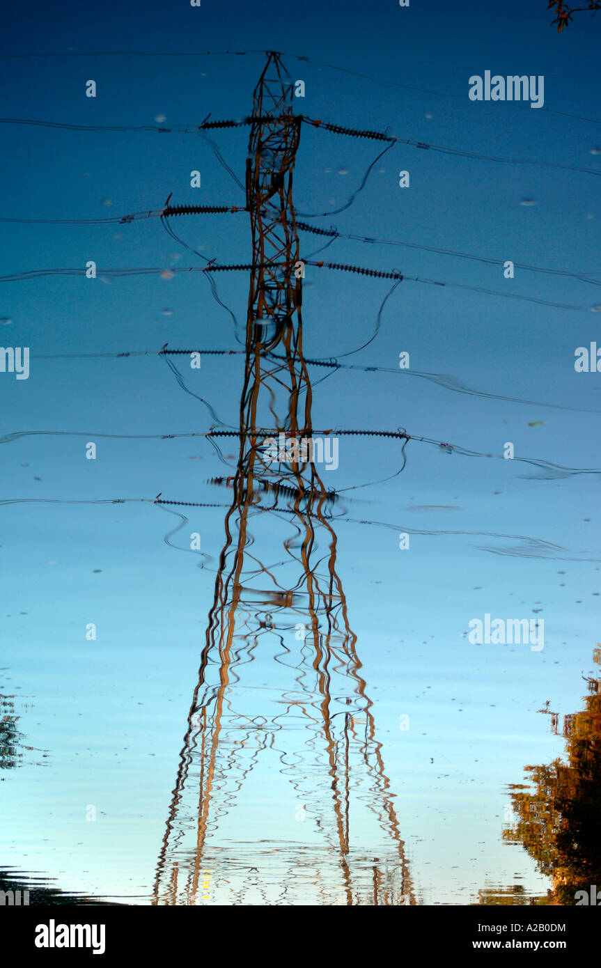 Pylon Refection In Canal Water Stock Photo Alamy