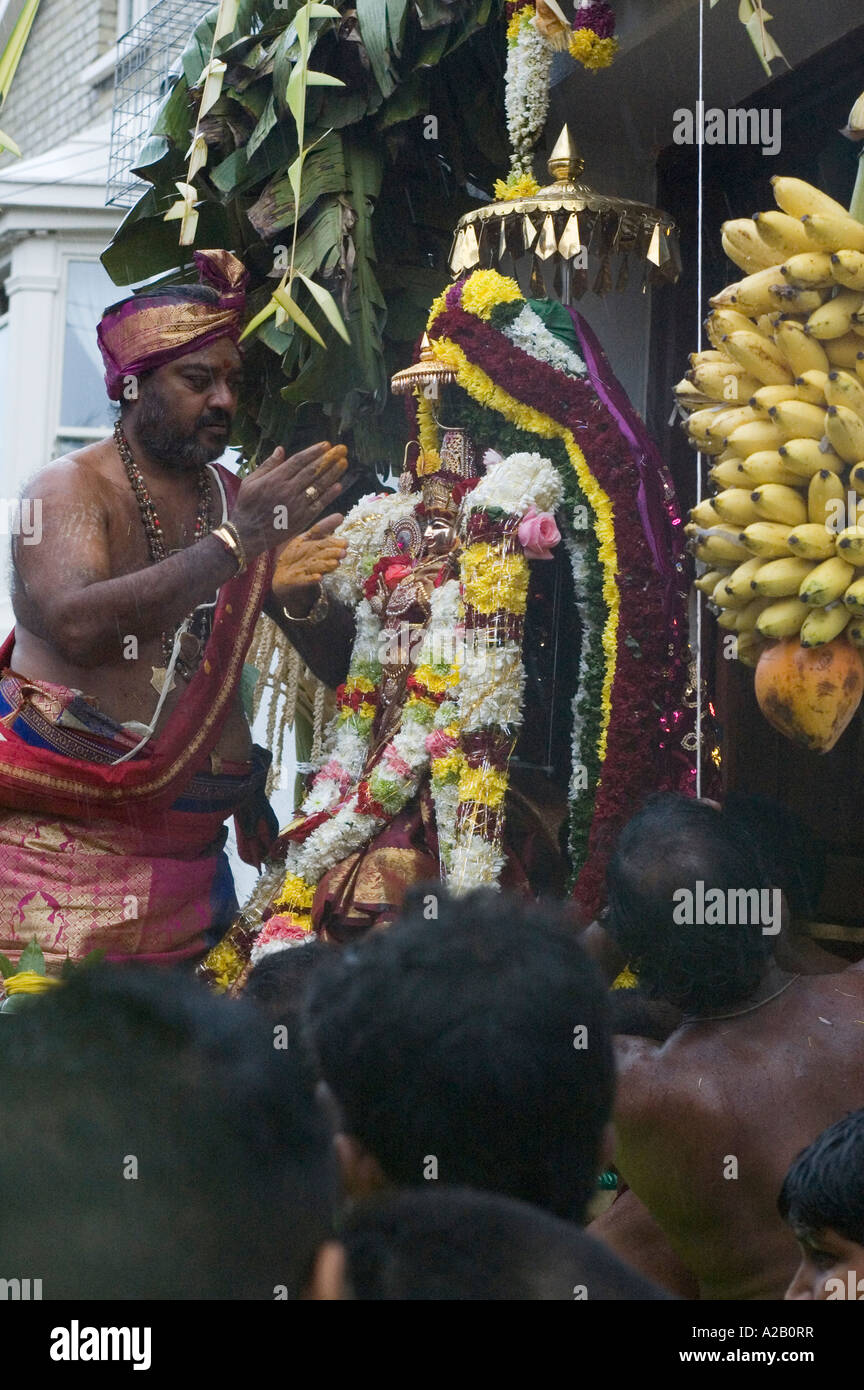 Holy man from the Sri Kanaga Thurkai Amman Temple the annual Chariot Festival West Ealing London Stock Photo