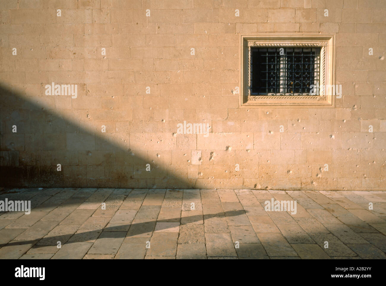 Shell damage caused during the Yugoslav civil war to historic buildings ...