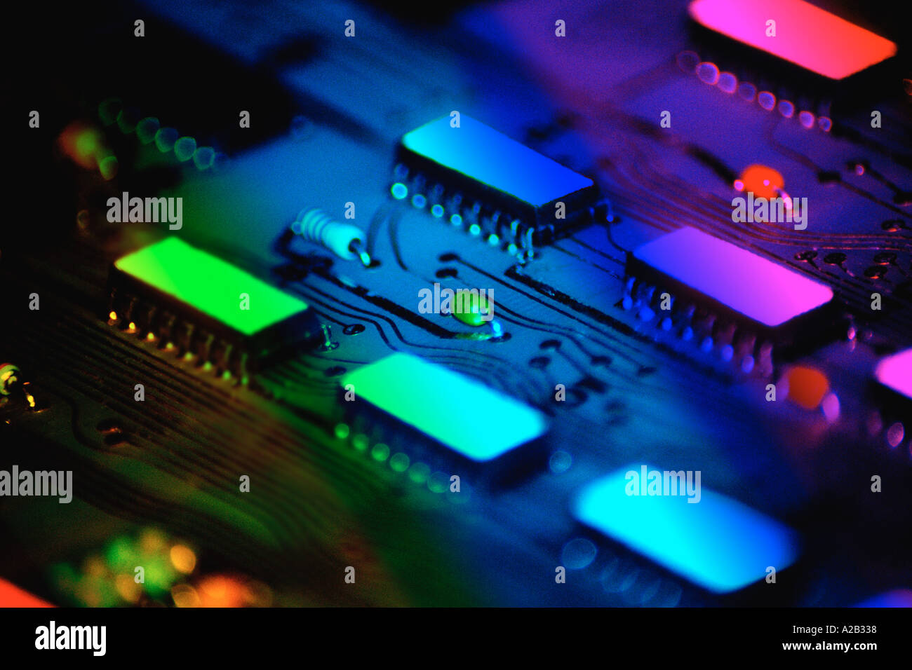 Colored Circuit Board Stock Photo