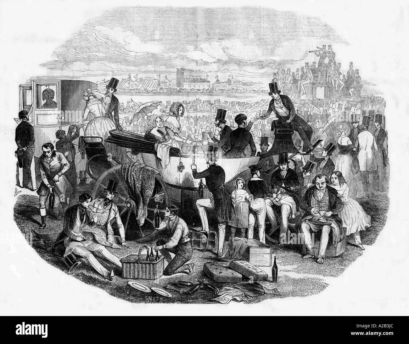 Picnic Party Royal Ascot Races Circa 1844 From an Engraving in London Illustrated News 8 June 1844 Stock Photo