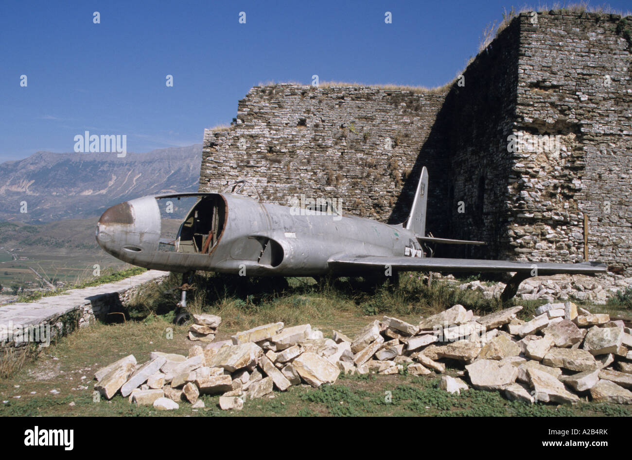 American 60s fighter crashed near Gjirokastra Albania Stock Photo