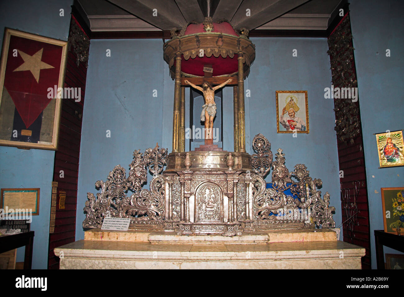 Part of an altar, Iglesia Virgen de la Caridad del Cobre, El Cobre, near Santiago de Cuba, Cuba Stock Photo