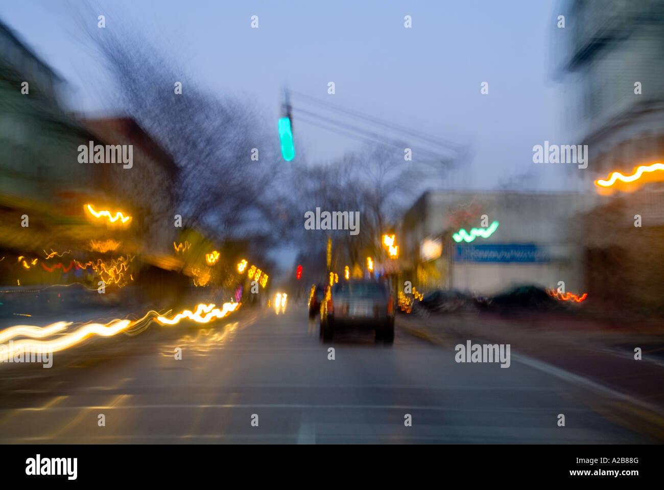 Cars Zooming Through Town, Philadelphia USA Stock Photo