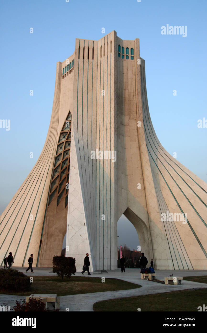 The Azadi Tower, or King Memorial Tower, is the symbol of Teheran, Iran ...