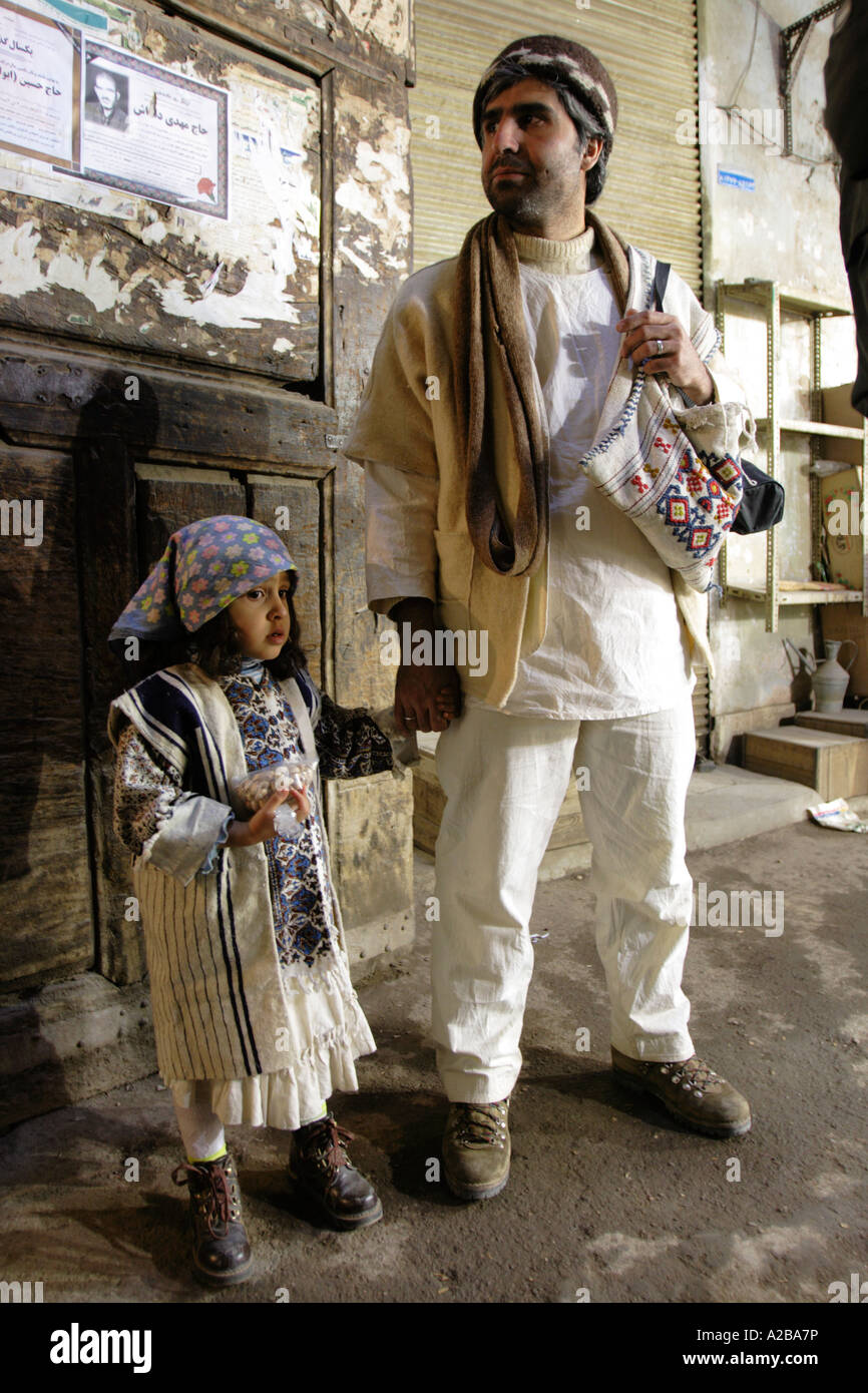 Kurdish traditional clothes, Isfahan bazaar, Iran Stock Photo