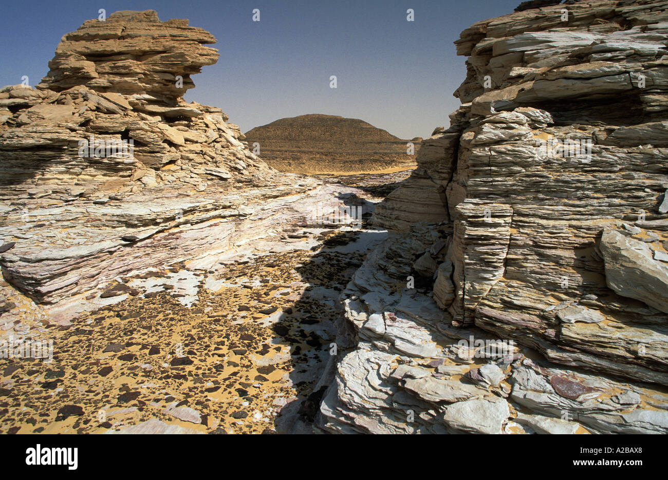 Rock formations at the oasis of Bzemah, Bzimah Stock Photo
