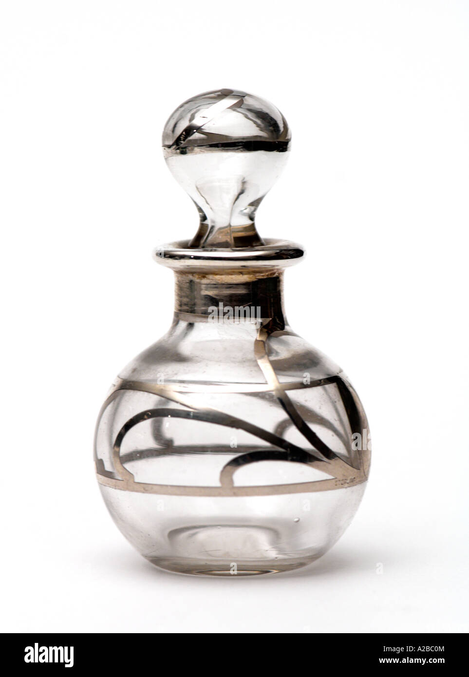 A glass with silver overlay perfume bottle c 1905 Stock Photo