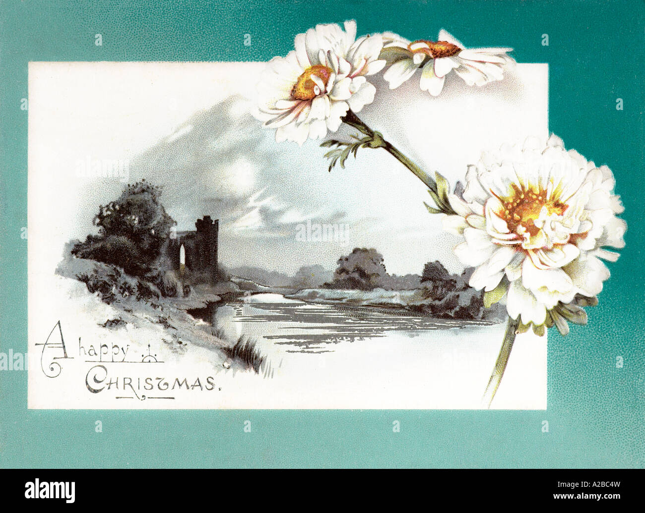 Vintage Victorian Christmas Card Stock Photo