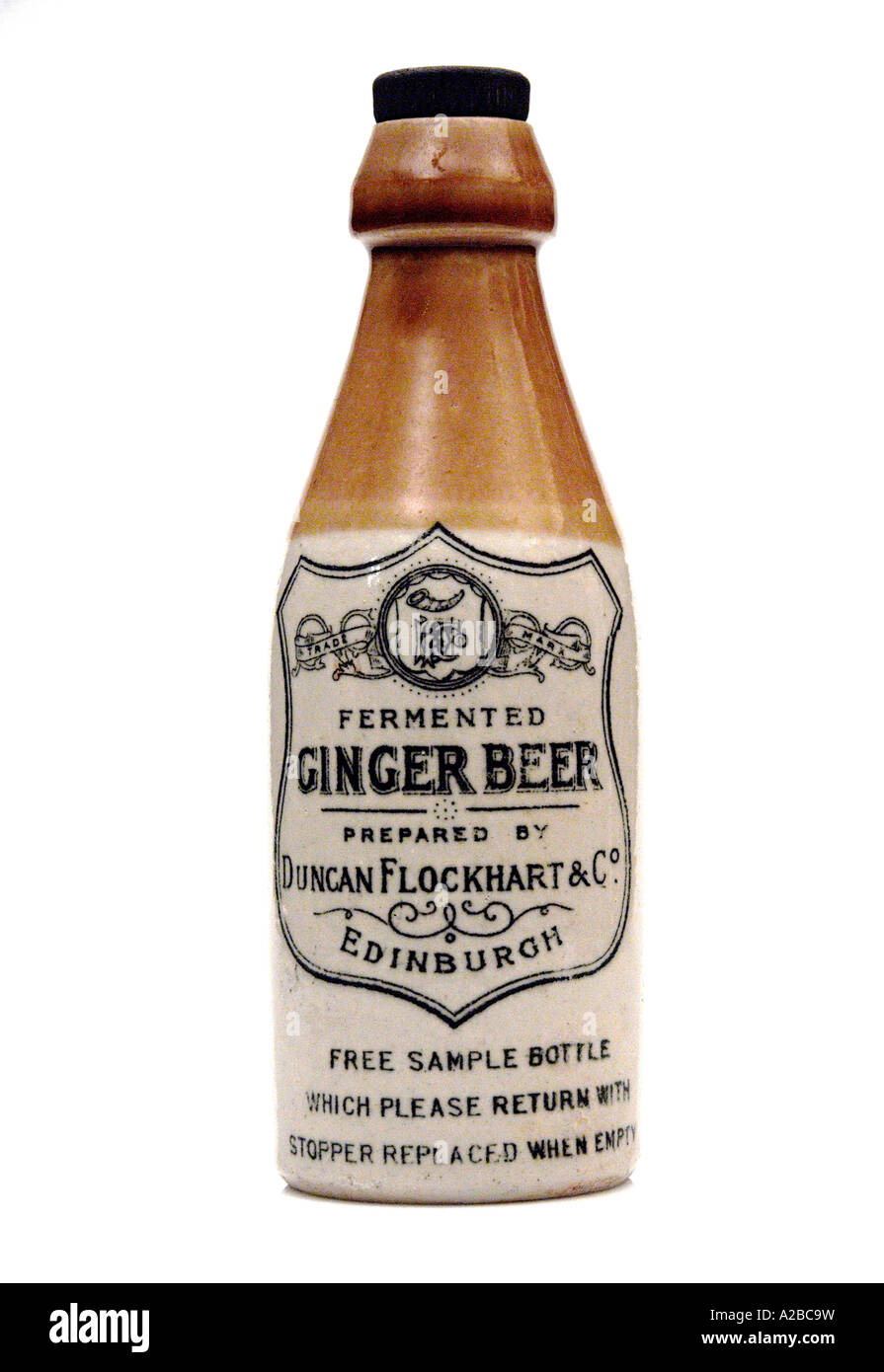 Old Vintage Victorian Stoneware Ginger Beer Bottle Stock Photo