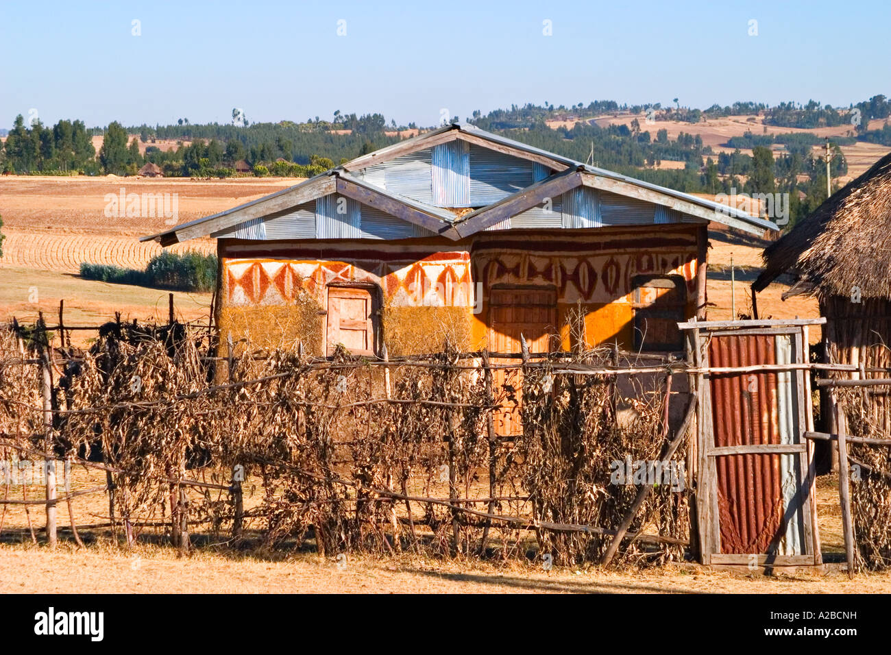 Ethiopian style house around Debre Libanos area, Ethiopia, Africa Stock
