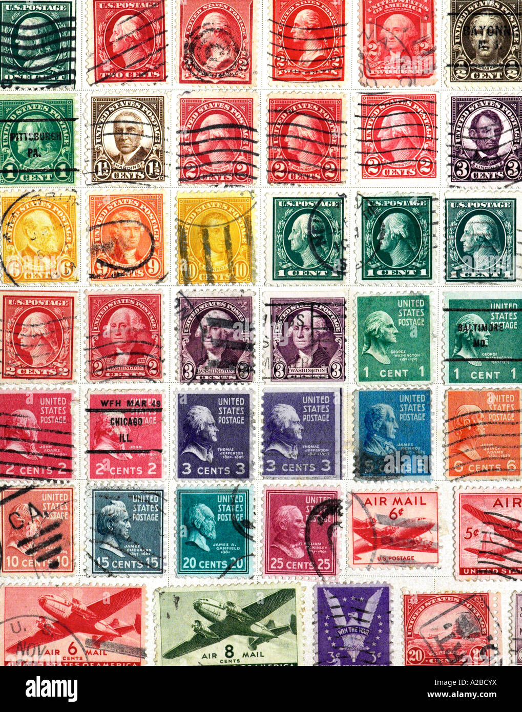 Stamps of the USA 1940s Stock Photo