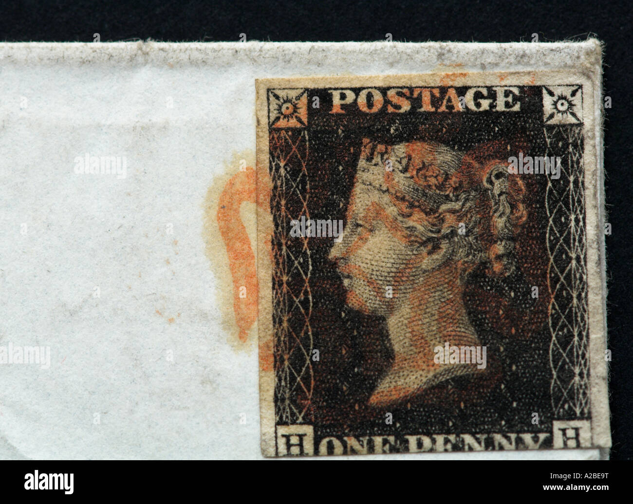 Penny Black Stamp on original enevelope 1840 Stock Photo Alamy