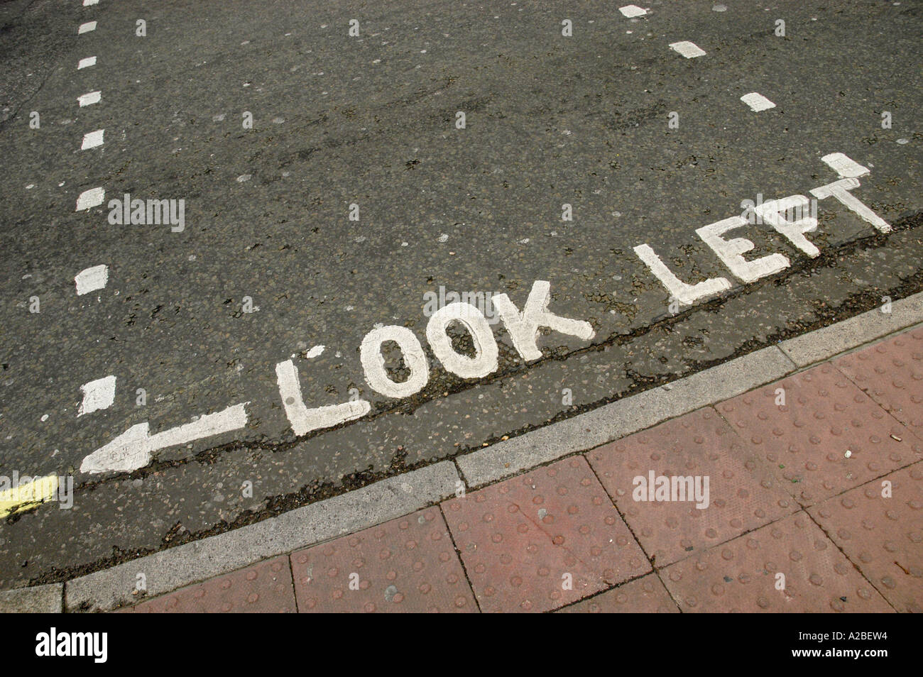 Look left part of pedestrian crossing Stock Photo - Alamy