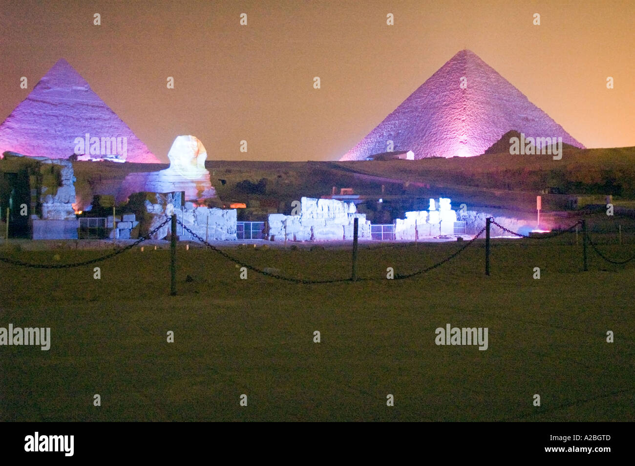 Light and Sound show of the Great Pyramids at Giza, Cairo, Egypt Stock ...