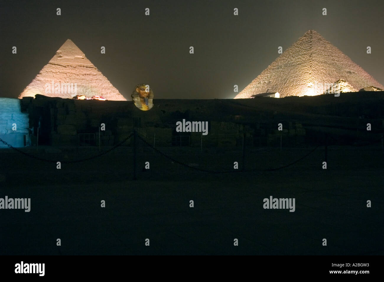 Light and Sound show of the Great Pyramids at Giza, Cairo, Egypt Stock ...