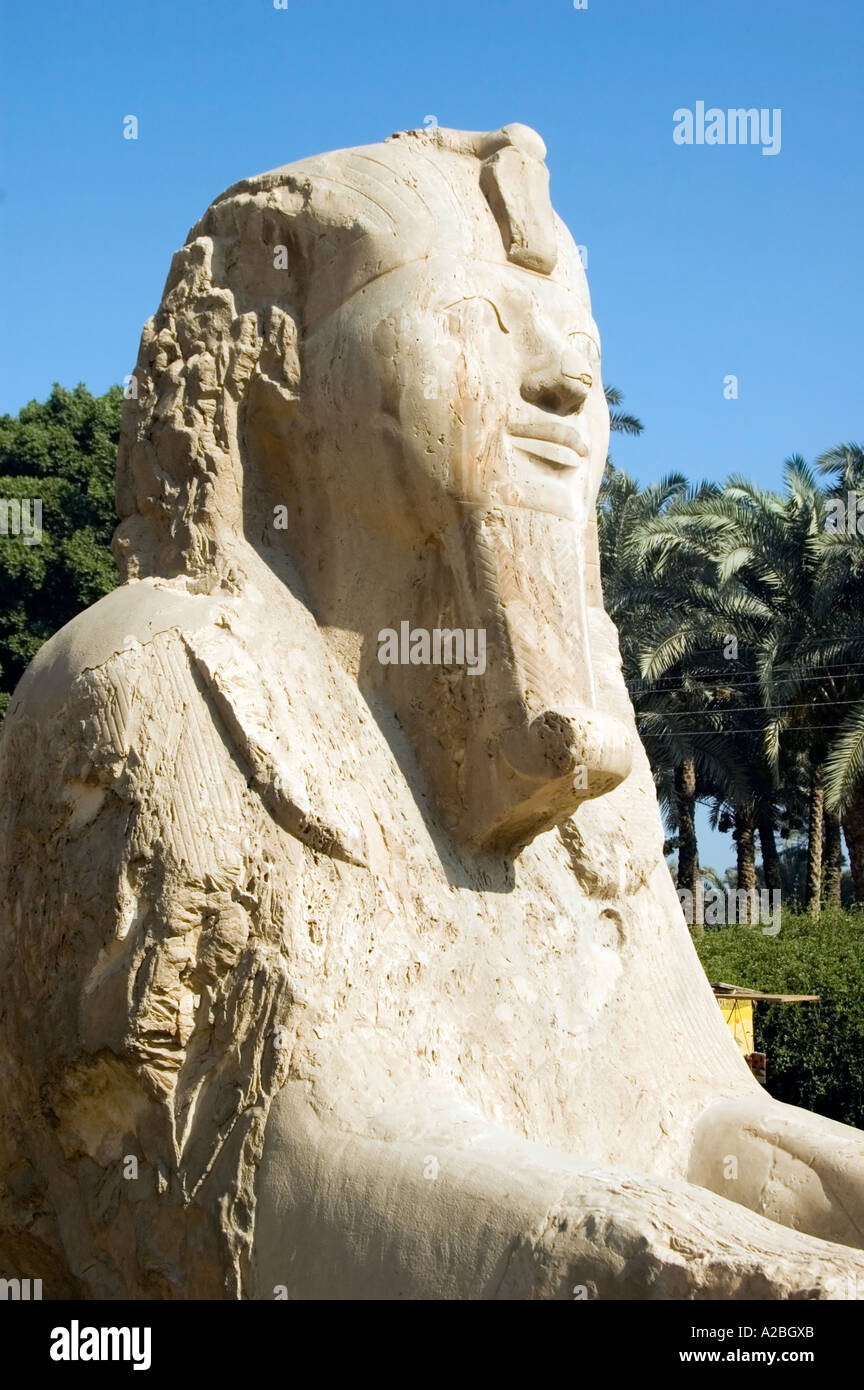 The Alabaster Sphinx, in the ruined ancient city of Memphis near the ...