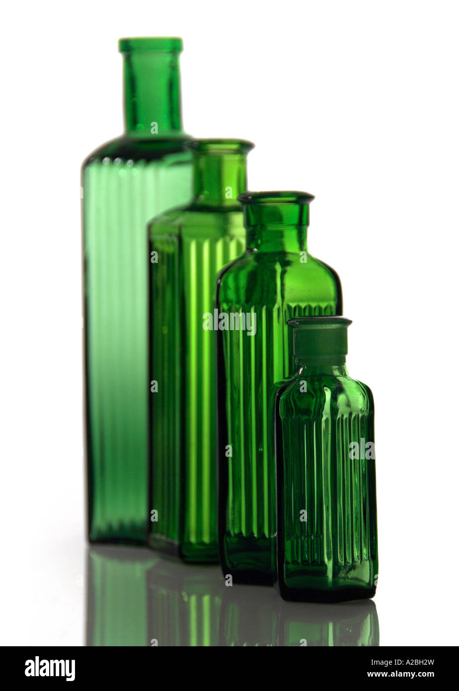 Old Vintage Victorian Green Glass Poison Bottles Stock Photo Alamy