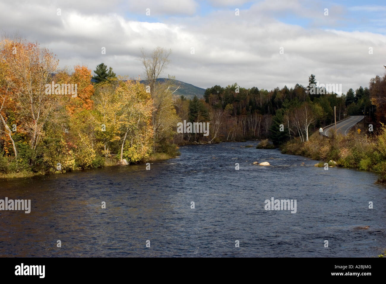 A river in New Hampshire during the Fall, New England Stock Photo Alamy