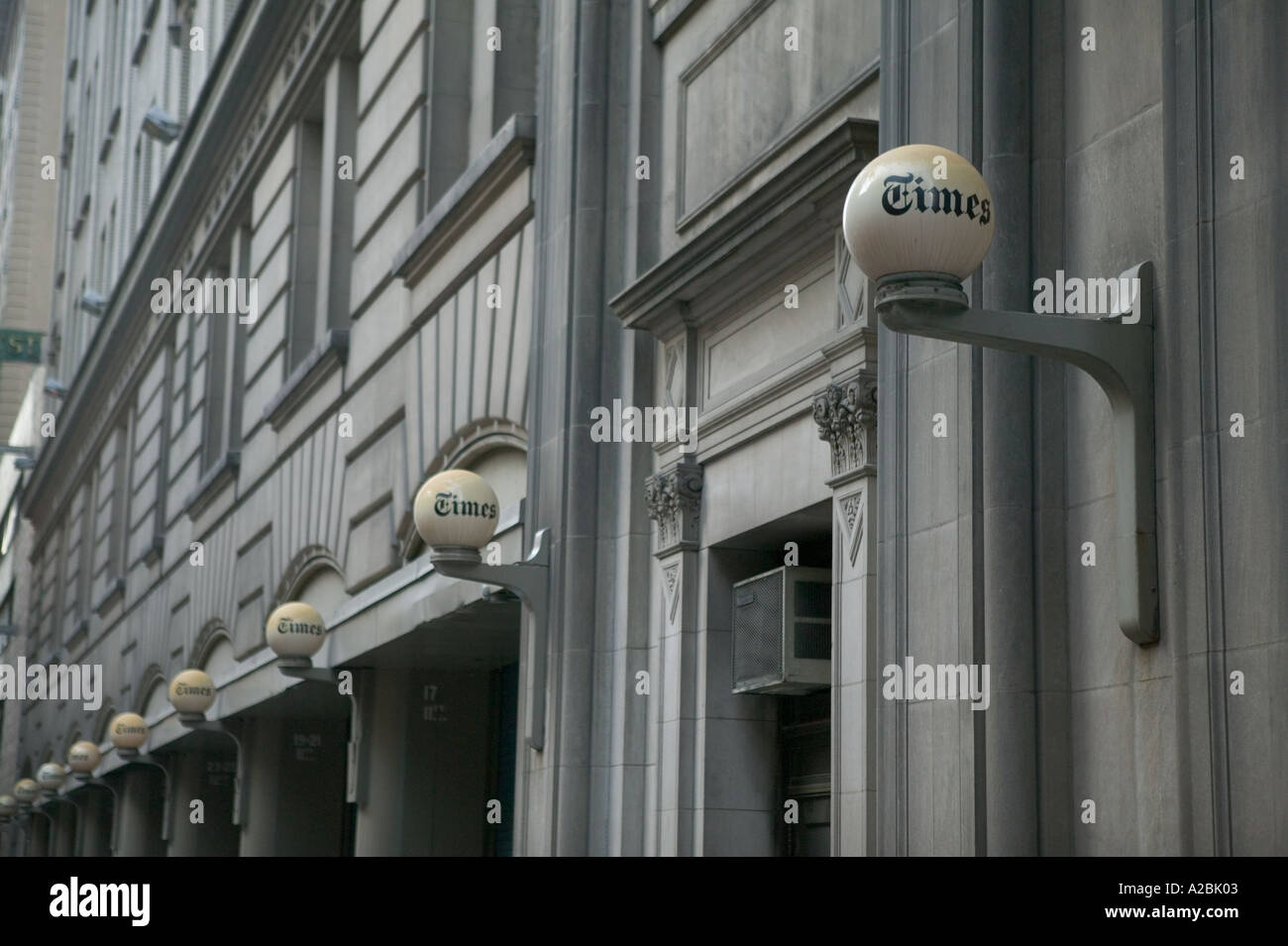 Front of the New York Times newspaper former building on 43rd street in NY USA April 2005 Stock Photo